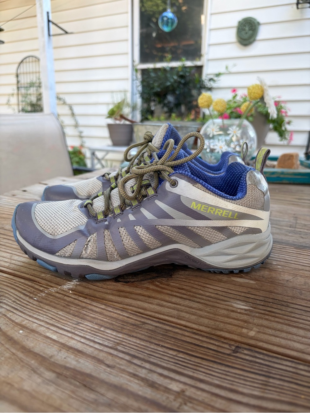 Merrell Women’s 7.5 J41324 Hiking Trail Shoes Gray Blue Green Outdoor